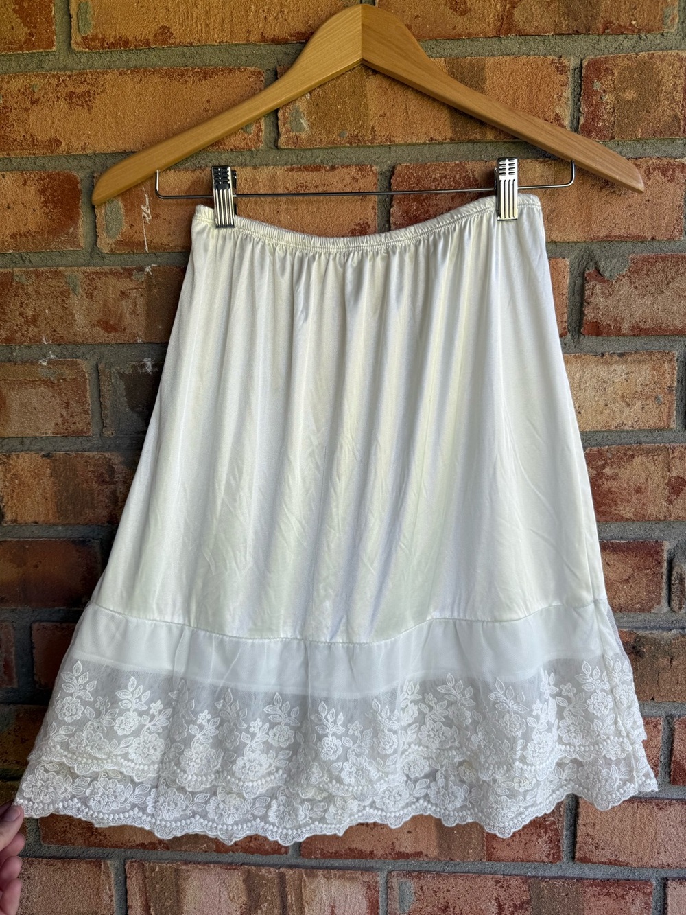 Y2K O2 Collection Ivory Skirt Extender Slip Skirt Lace Trim Layering Medium - Picture 3 of 4